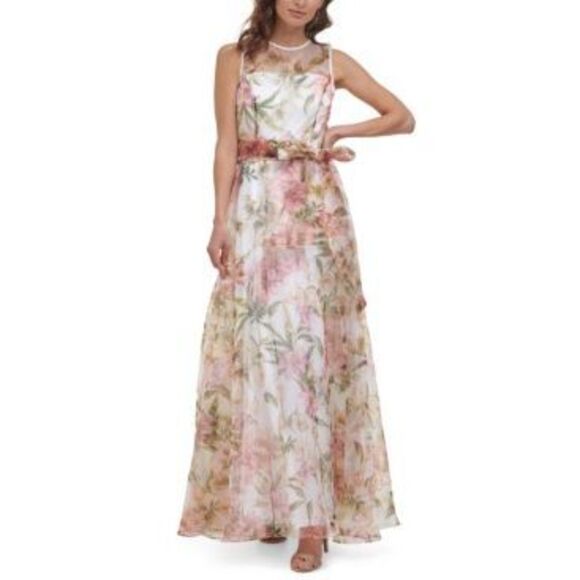 Eliza J Womens Floral Belted Maxi Dress Size 10 - Picture 1 of 3